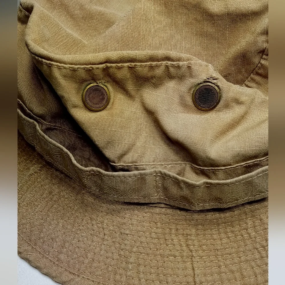 Tan Hot Weather Hunting Fishing Boonie Jungle Sun Hat Sz 7.5 - Picture 3 of 12